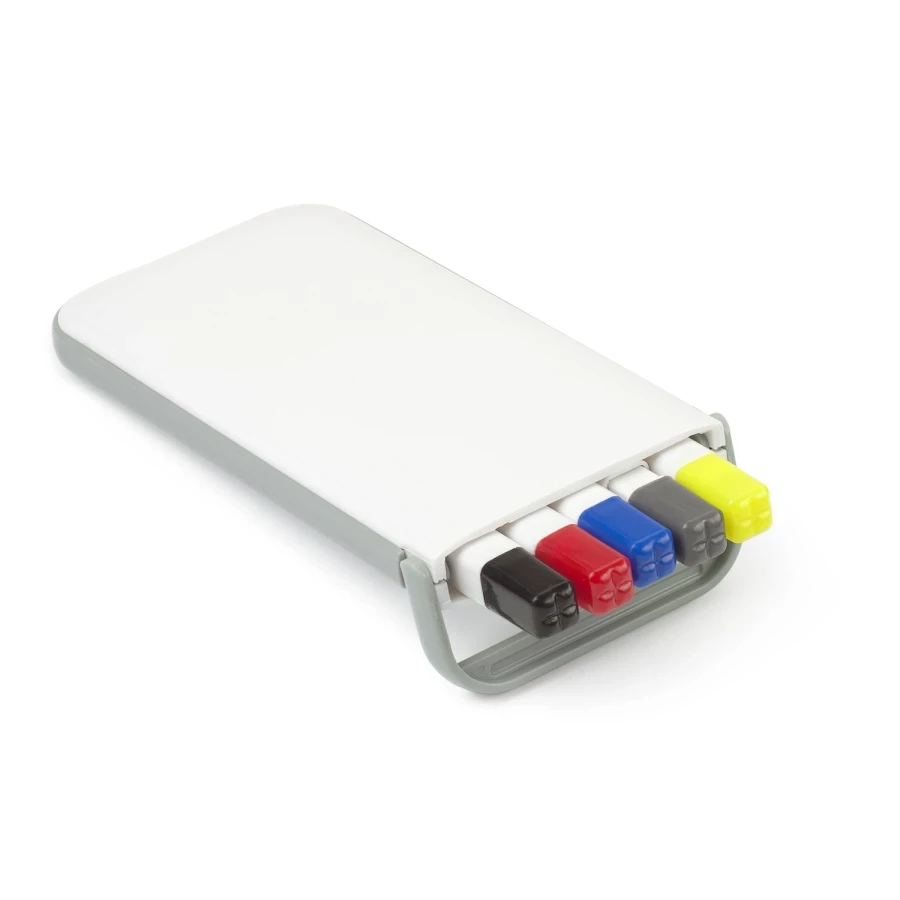 Stationery set, pencil, highlighter and pens with refills in the same colour as the cap – MIXO – white