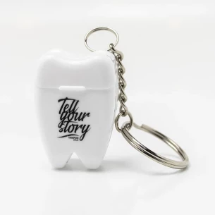 Toothy dental floss fob - White