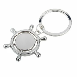 Steering Wheel metal key ring - Silver