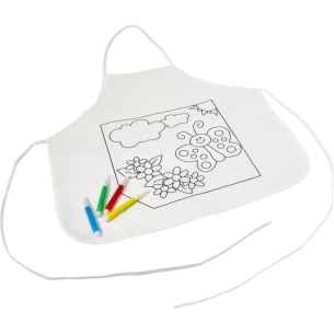 Kitchen apron for colouring + markers - White
