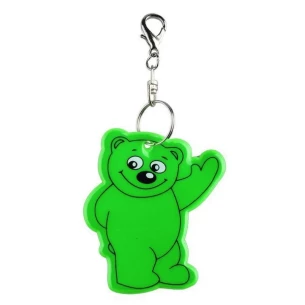 Reflective teddy bear key ring - Green