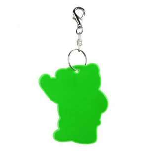 Reflective teddy bear key ring - Green
