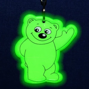 Reflective teddy bear key ring - Green