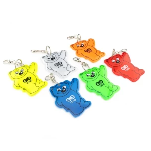 Reflective teddy bear key ring - Green