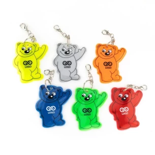 Reflective teddy bear key ring - Green