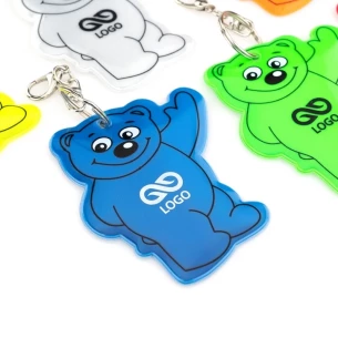 Reflective teddy bear key ring - Green