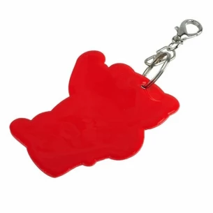 Reflective teddy bear key ring - Red
