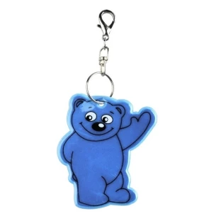 Reflective teddy bear key ring - Blue