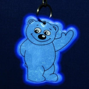 Reflective teddy bear key ring - Blue