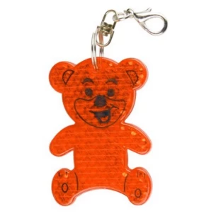 Reflective plastic bear key ring - Orange
