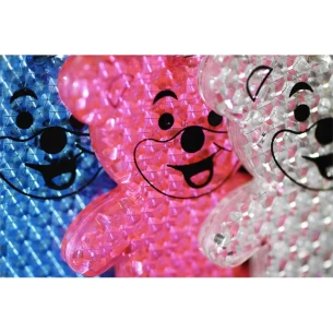 Reflective plastic bear key ring - White