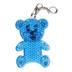 Reflective plastic bear key ring - Blue