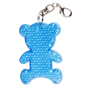 Reflective plastic bear key ring - Blue
