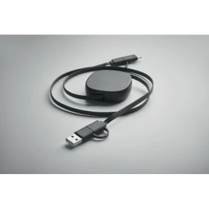 60 Watt retractable charging cable - LINEA - Black