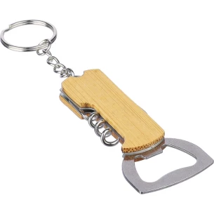Bamboo 3-in-1 key ring - Brown