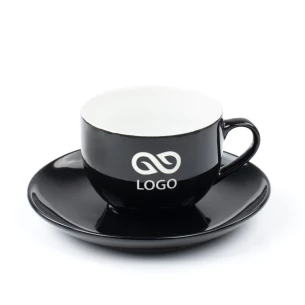 SIMPLE cup with saucer 220 ml - Black