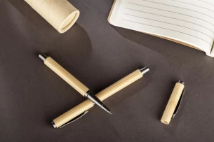 DENI bamboo ballpoint pen with a black refill