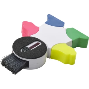A ‘little man’ highlighter, a screen cleaner, a keyboard cleaning brush –