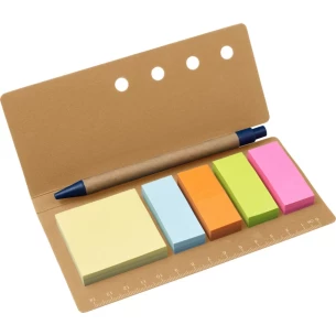 Notetaking set, ruler, sticky notes, Mobo pen – brown