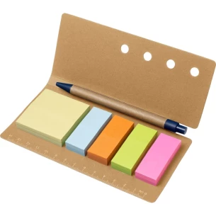 Notetaking set, ruler, sticky notes, Mobo pen – brown