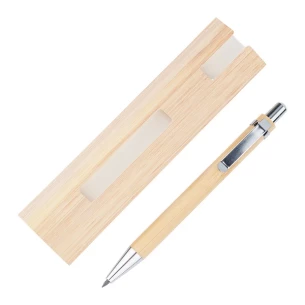 Lakimus bamboo refillable ballpoint pen/pencil in a case – beige